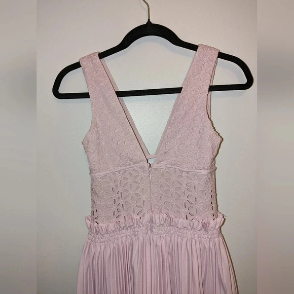 Self Portrait Broderie Anglaise And Pleated Panel Midi Lilac Dress Size 0 - Picture 7 of 12